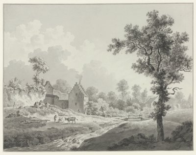 Paysage avec un moulin à eau sur un ruisseau - Henricus Josephus Antonissen