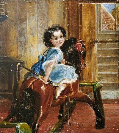 Flora Emma Sarah Ward sur un cheval à bascule - Henrietta Mary Ward