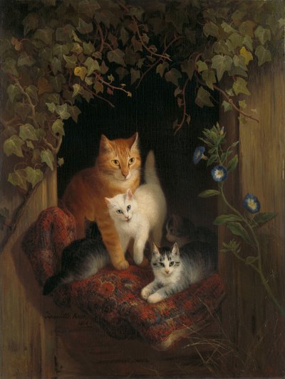 Chat avec chatons - Henriëtte Ronner