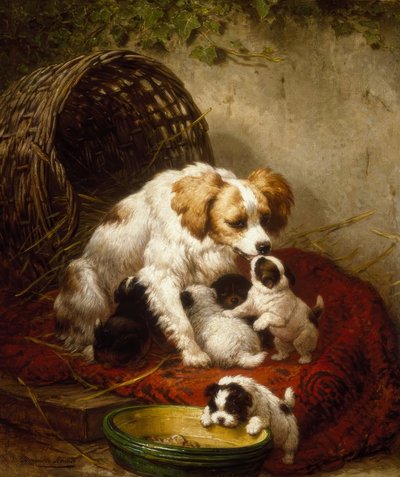 La famille heureuse - Henriëtte Ronner Knip