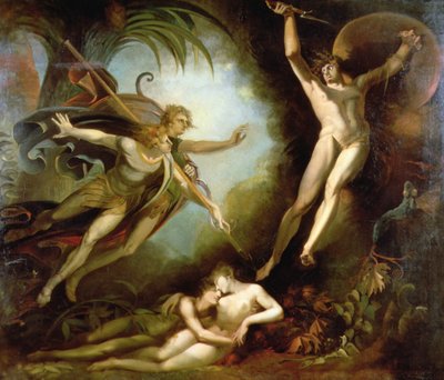 Satan sursautant au toucher de la lance d