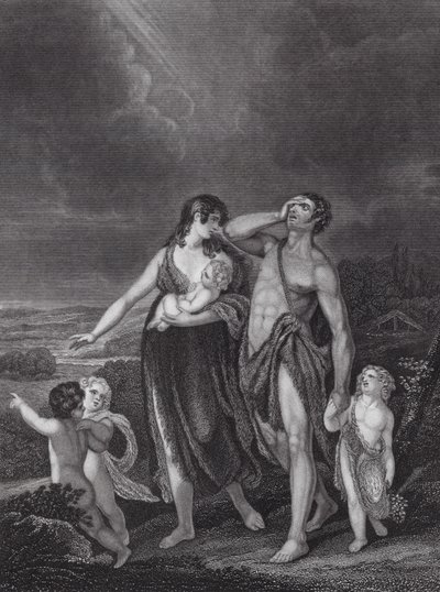 Le départ de Caïn, Genèse, Ch 4, v 16 - Henry (after) Singleton
