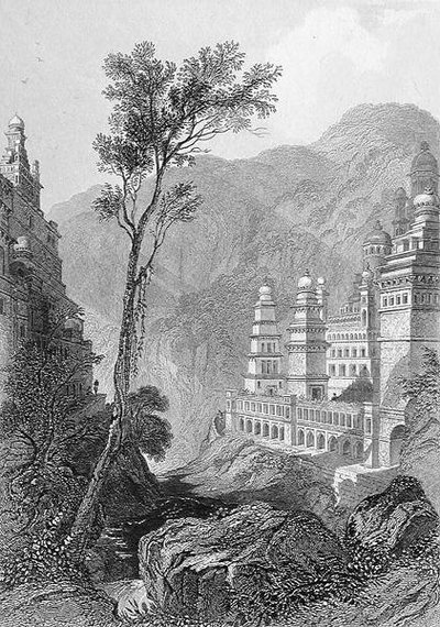 Temples Jaïns, Muktagerri, gravé par Finden, de 