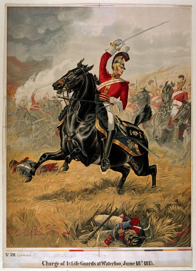 La charge des 1er Life Guards à Waterloo, publiée vers 1890 - Henry A. Payne