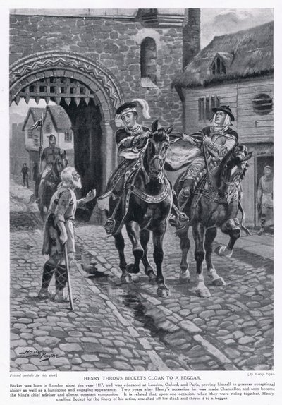 Henri jette le manteau de Becket à un mendiant AD1117, années 1920 - Henry A. Payne