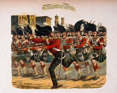 Lieutenant Herbert T. Macpherson chargeant dans une rue de Lucknow à la tête des 78e Highlanders, d