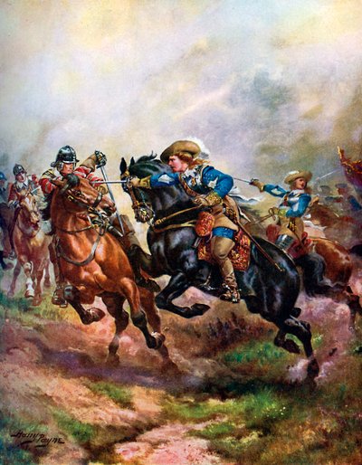 La cavalerie du Prince Rupert chargeant à Edgehill en 1642 - Henry A Payne