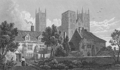 Cathédrale de Canterbury. Kent, vers 1831 - Henry Adlard