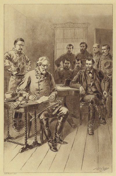 La reddition de Lee à Grant, Appomattox, 9 avril 1865 - Henry Alexander (after) Ogden