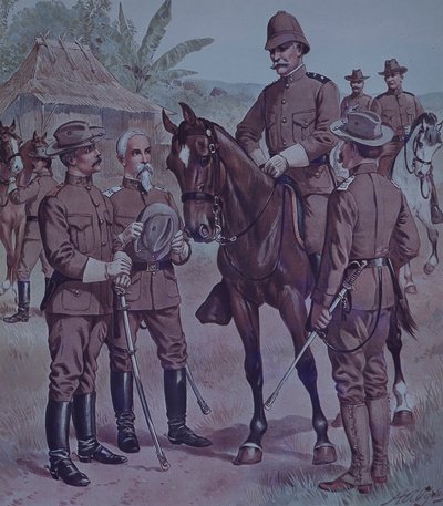 Guerre hispano-américaine de 1898, troupes américaines, montées par le général Lawton, commandant de la deuxième division, 5e corps d