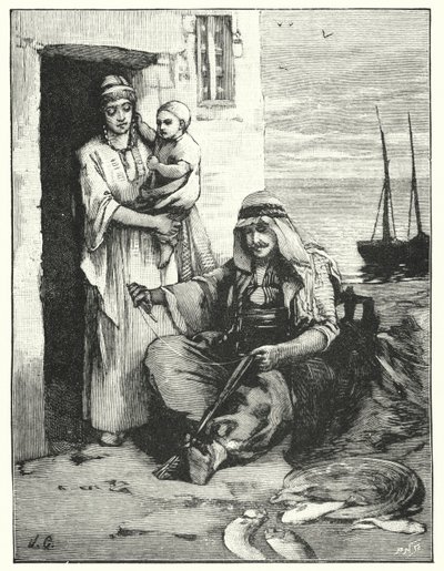 Un pêcheur réparant ses filets, mer de Tibériade - Henry Andrew Harper
