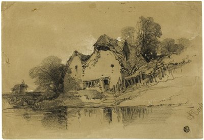 Cottage au bord du canal - Henry Bright