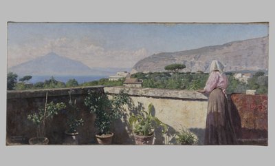 Femme sur la terrasse de l