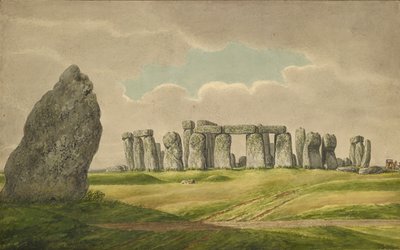 Stonehenge du N.E., montrant des ruines et la pierre de talon avec chariot, cheval, personne, 1824-1839 - Henry Browne