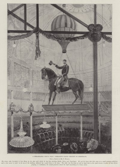 Un exploit de cirque remarquable, la descente rapide à cheval de Corradini - Henry Charles Seppings Wright