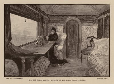 La reine Victoria dans le wagon royal - Henry Charles Seppings Wright