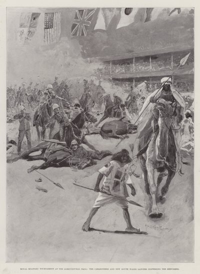 Tournoi militaire royal au Agricultural Hall, les Carabiniers et les Lancers de la Nouvelle-Galles du Sud dispersant les Derviches - Henry Charles Seppings Wright
