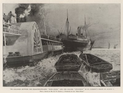 La collision entre le bateau de plaisance Koh-i-Noor et le charbonnier Huguenot à St Clement
