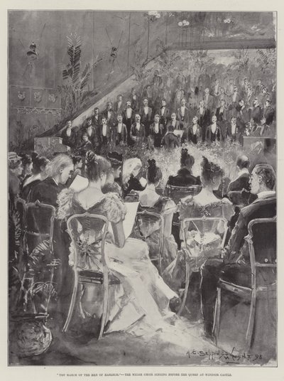 La marche des hommes de Harlech, le chœur gallois chantant devant la reine au château de Windsor - Henry Charles Seppings Wright