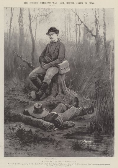 La Guerre hispano-américaine, une halte dans la forêt cubaine - Henry Charles Seppings Wright