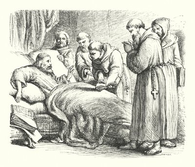 Wycliffe sur son lit de mort (gravure) - Henry Courtney (after) Selous