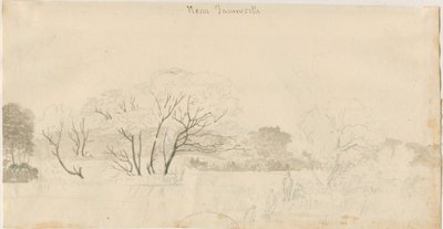 Tamworth - Vue lointaine : dessin au crayon, nd [1788-1855] - Henry Curzon Allport