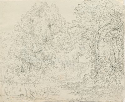 Tamworth - Vue rurale : dessin à la plume et à l