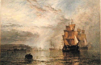 Navires calmes dans un estuaire au soir - Henry Dawson