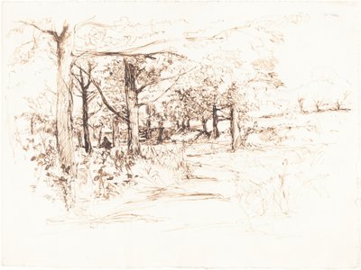 Paysage avec une allée bordée d