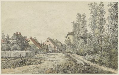 Route de village avec maisons (en Allemagne ?) - Henry Edridge