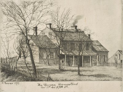 La ferme Harsen, coin de la 10ème avenue et de la 70ème rue, des Scènes du vieux New York, 1876 - Henry Farrer