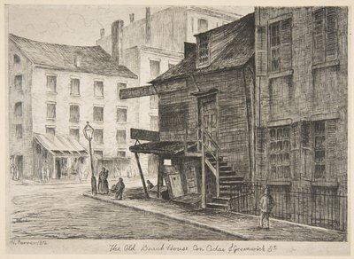 La vieille maison de plage, à l’angle de Cedar Street et Greenwich Street, tiré de «Scènes du vieux New York» - Henry Farrer