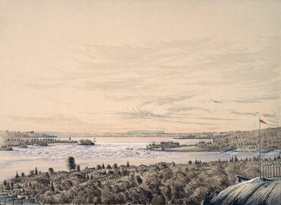 Sault de Ste. Marie entre les lacs Huron et Supérieur, 1842 - Henry Francis Ainslie