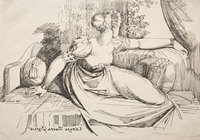 Spécimens de polyautographie : Femme sur un canapé - Johann Heinrich Füssli