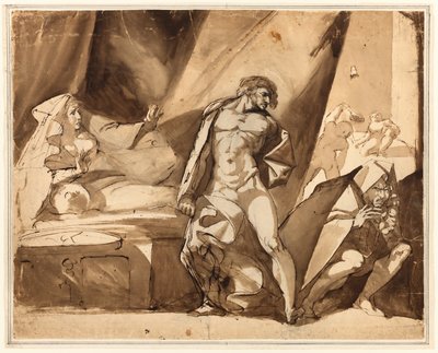 La découverte (recto), deux esquisses de figures masculines debout (verso) - Henry Fuseli