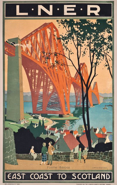 Affiche de la London and North Eastern Railway faisant la publicité des voyages sur la côte est vers l