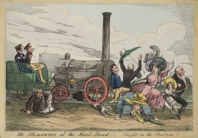 Les plaisirs du chemin de fer - Pris dans le chemin de fer!, vers 1840 - Henry Heath