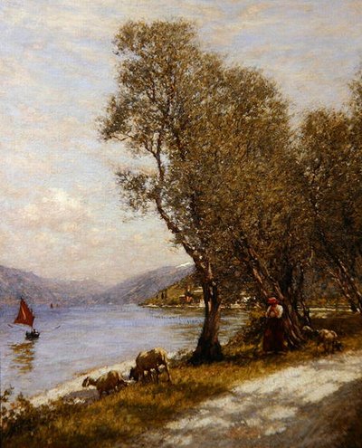 Une bergère véronaise, lac de Garde - Henry Herbert La Thangue