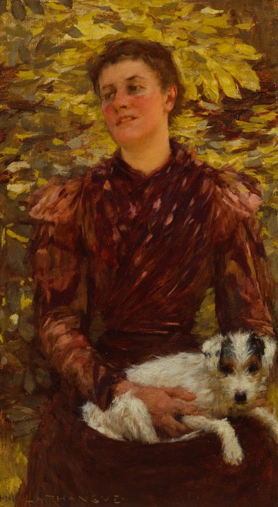 Jeune fille avec un chien - Henry Herbert La Thangue