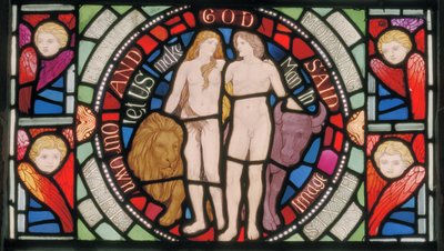 Adam et Ève, détail de la fenêtre Benedicite - Henry Holiday