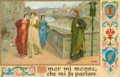 Le poète italien Dante Alighieri et Beatrice Portinari - Henry Holiday