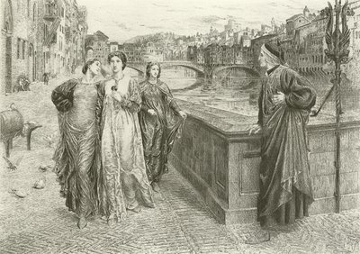 La première rencontre de Dante et Béatrice (gravure) - Henry Holiday
