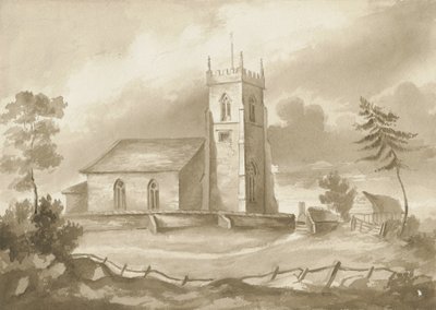 Église de Codsall : dessin sépia, nd [1844] - Henry James Noyes