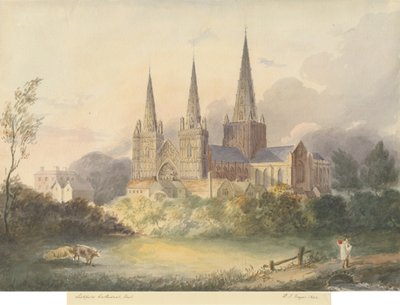 Cathédrale de Lichfield - Vue ouest - Henry James Noyes
