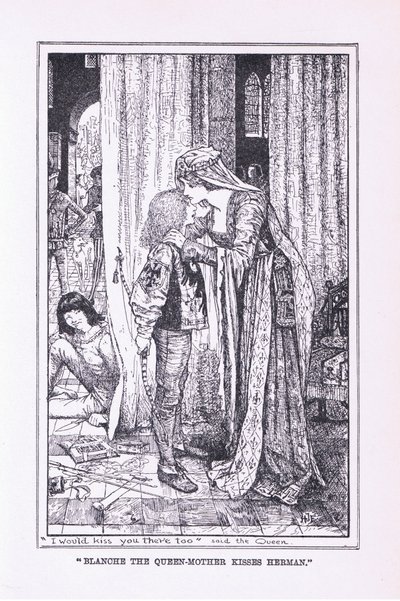 Blanche la reine mère embrasse Herman - Henry Justice Ford