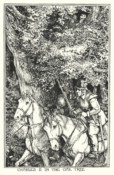 Charles II dans le chêne (lithographie) - Henry Justice Ford