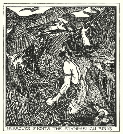 Héraclès combat les oiseaux de Stymphale (litho) - Henry Justice Ford