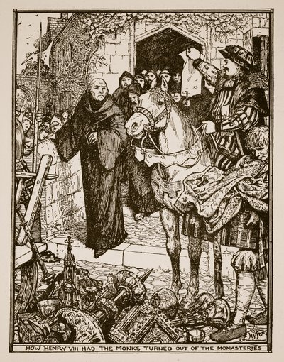 Comment Henri VIII a expulsé les moines des monastères, illustration de 