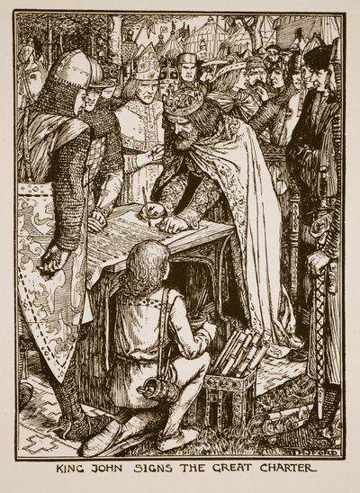 Le roi Jean signe la Grande Charte, illustration de 