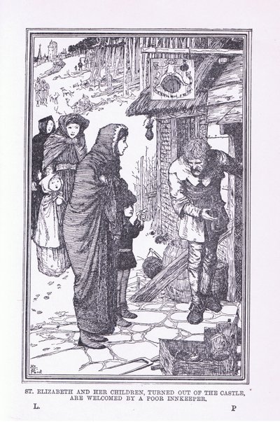 Sainte Élisabeth et ses enfants, chassés du château et accueillis par le pauvre aubergiste - Henry Justice Ford